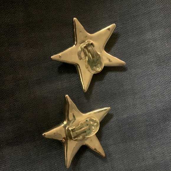 Sterling and semi precious Stone Star Clip-on Earrings - Picture 2 of 3